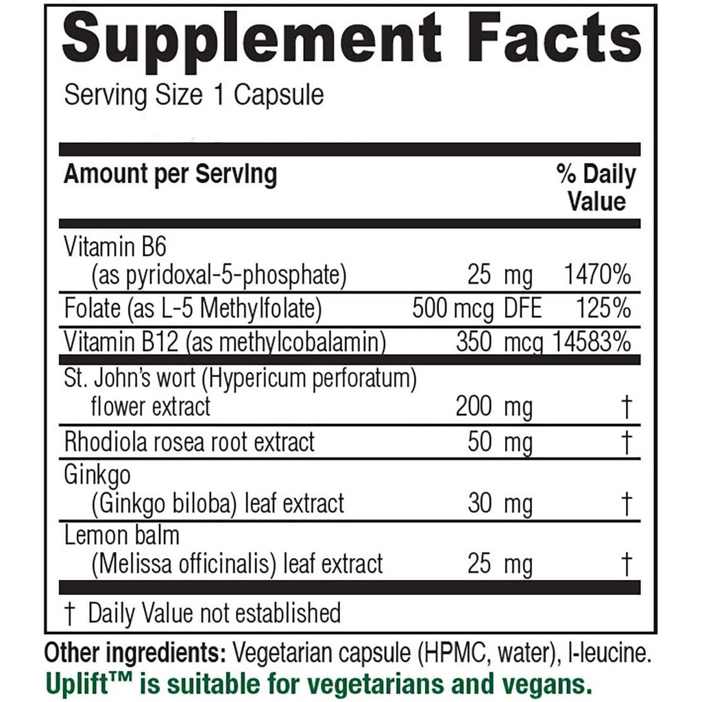 Vitanica Uplift, Soutien de l'humeur et émotionnel, Vegan/Végétarien, 60 gélules