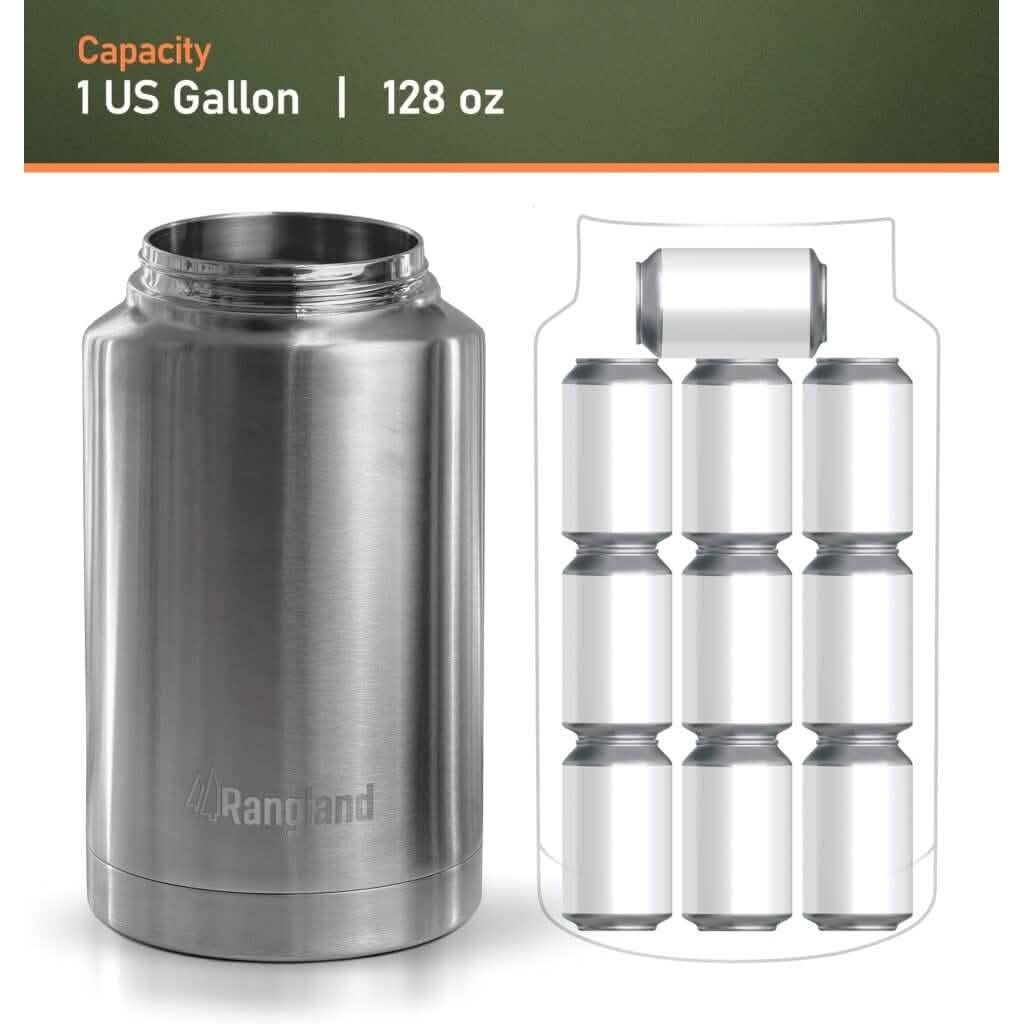 Growler isotherme en acier inoxydable d'une capacité de 3,8 L avec sac de transport tactique