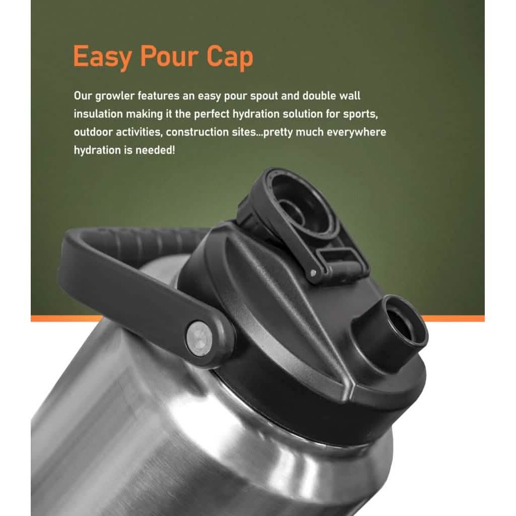 Growler isotherme en acier inoxydable d'une capacité de 3,8 L avec sac de transport tactique