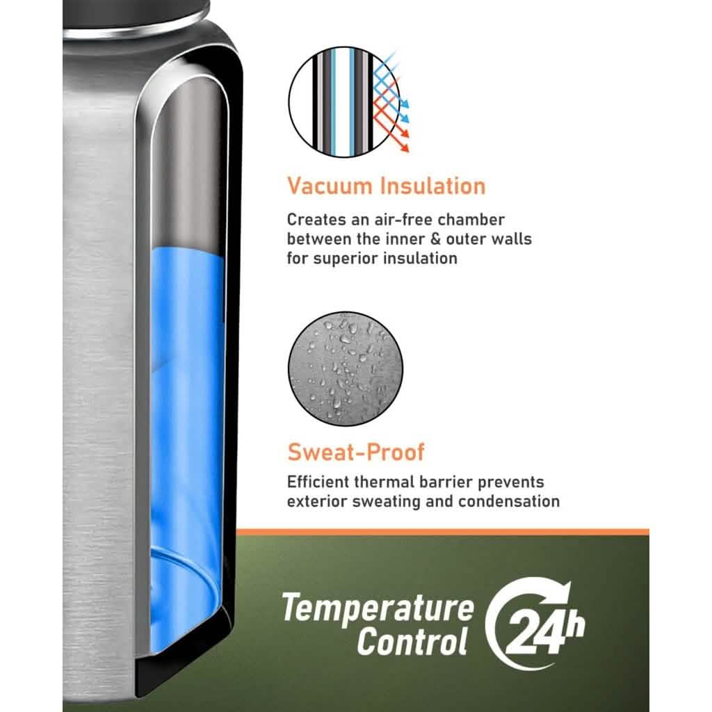 Growler isotherme en acier inoxydable d'une capacité de 3,8 L avec sac de transport tactique
