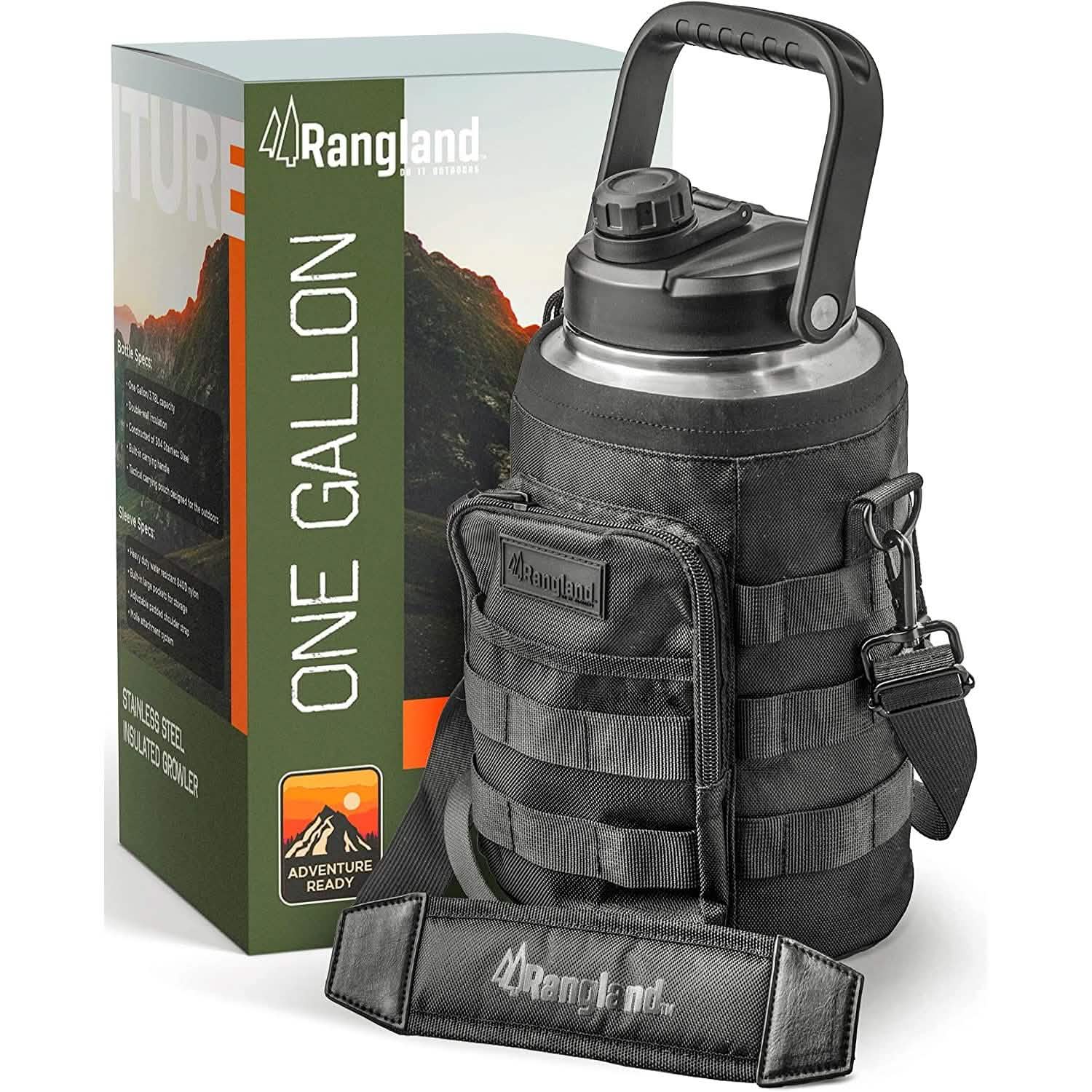 Growler isotherme en acier inoxydable d'une capacité de 3,8 L avec sac de transport tactique
