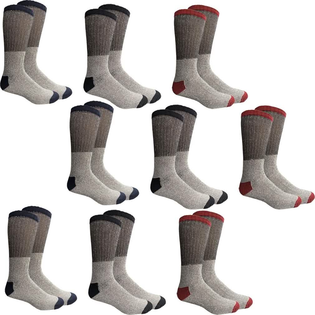 Chaussettes ras du cou isolantes thermiques en coton pour temps froid pour hommes ou femmes - Paquet de 9 - Femmes