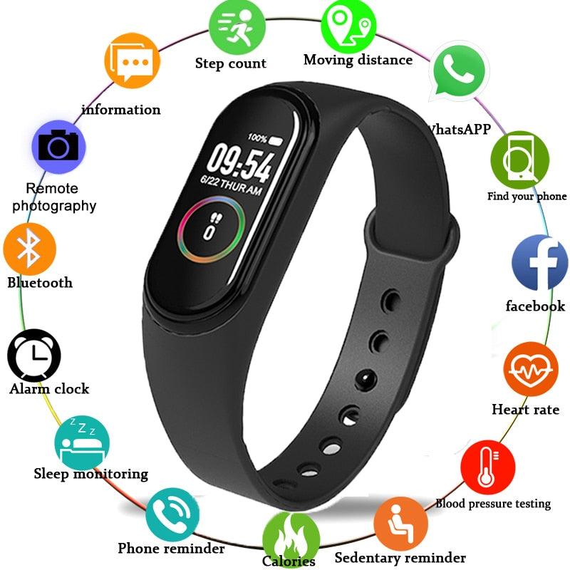Montre connectée intelligente Fréquence cardiaque Pression Podomètre Montres de sport Bracelet Montre de sport électrique pour téléphones Montre intelligente de santé Moniteur de fréquence cardiaque Moniteur de sommeil Écran tactile étanche