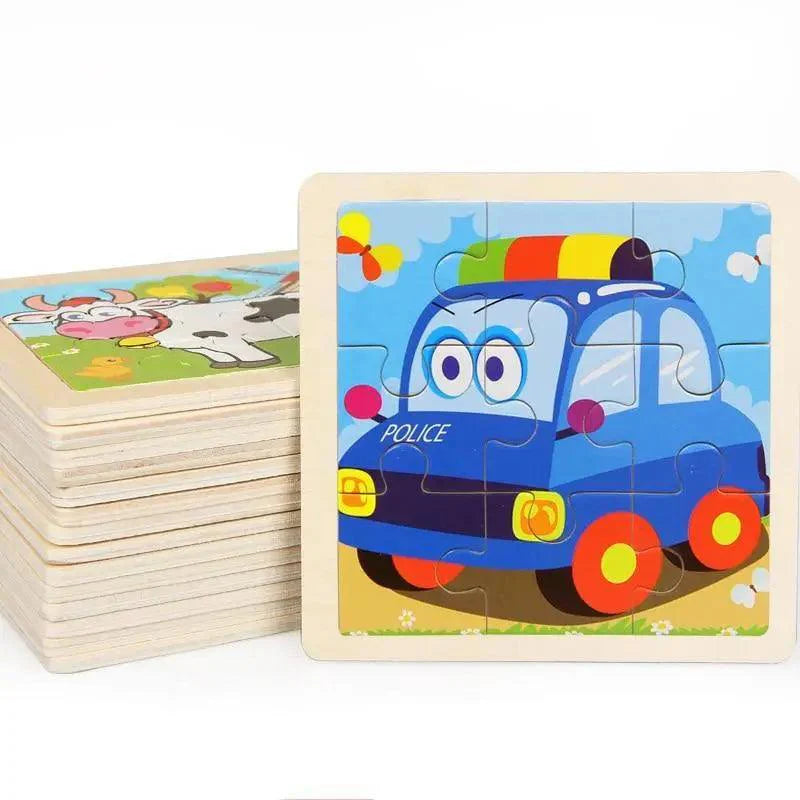 Jouet d'intelligence pour enfants, puzzle 3D en bois, Tangram, animaux de dessin animé pour bébé, puzzles éducatifs pour l'apprentissage des transports.