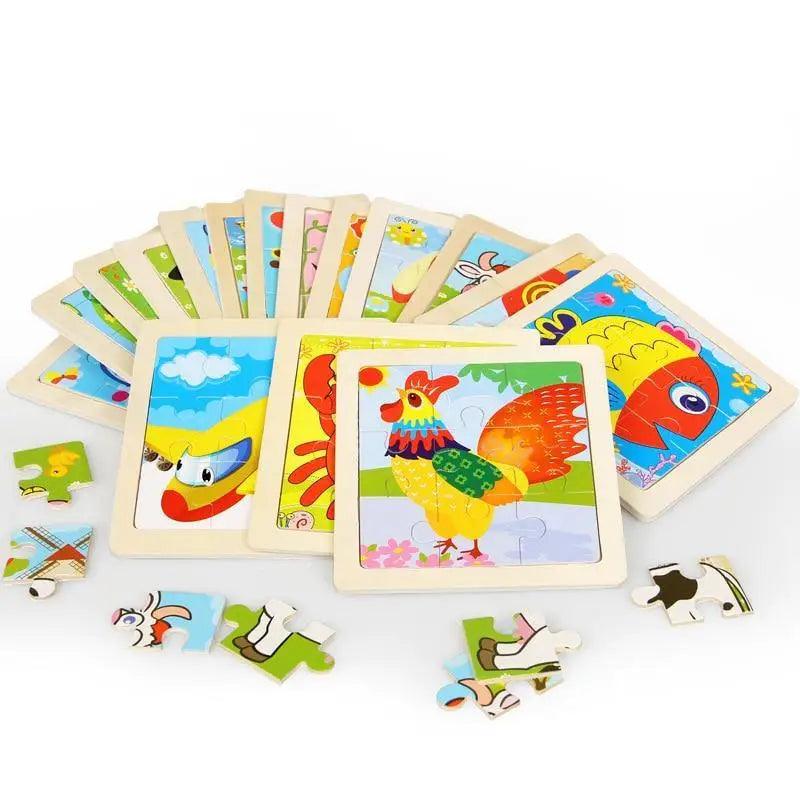 Jouet d'intelligence pour enfants, puzzle 3D en bois, Tangram, animaux de dessin animé pour bébé, puzzles éducatifs pour l'apprentissage des transports.