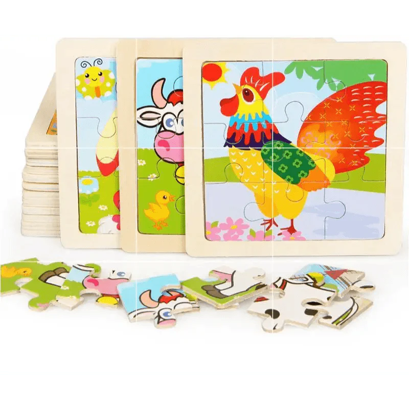 Jouet d'intelligence pour enfants, puzzle 3D en bois, Tangram, animaux de dessin animé pour bébé, puzzles éducatifs pour l'apprentissage des transports.
