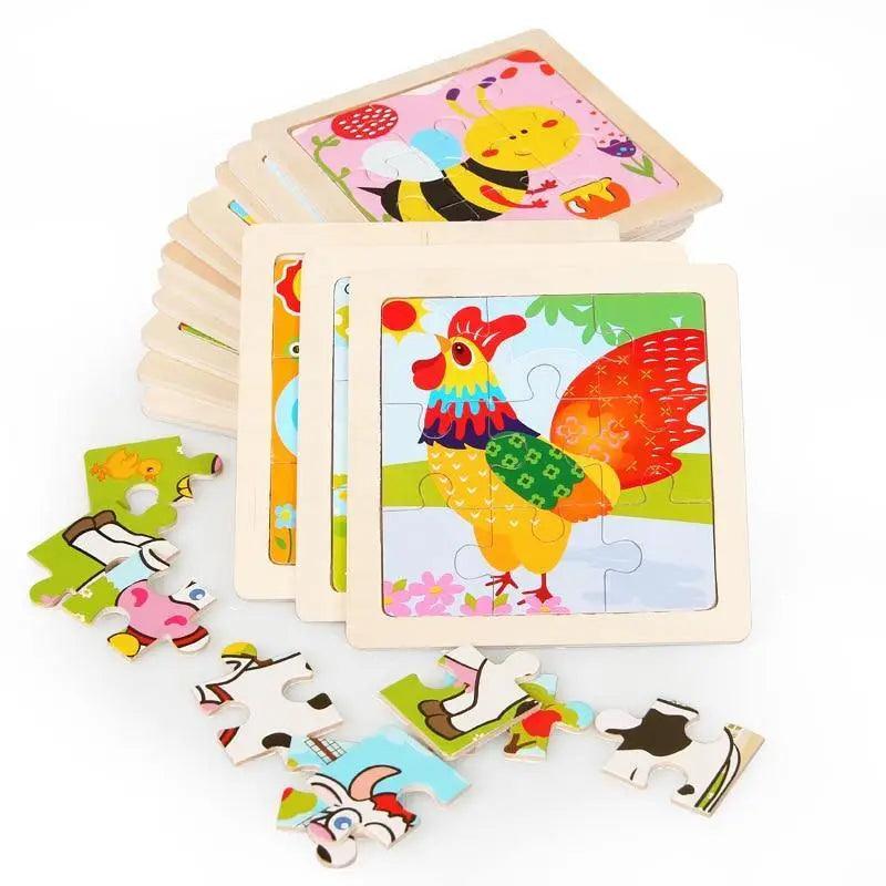 Jouet d'intelligence pour enfants, puzzle 3D en bois, Tangram, animaux de dessin animé pour bébé, puzzles éducatifs pour l'apprentissage des transports.