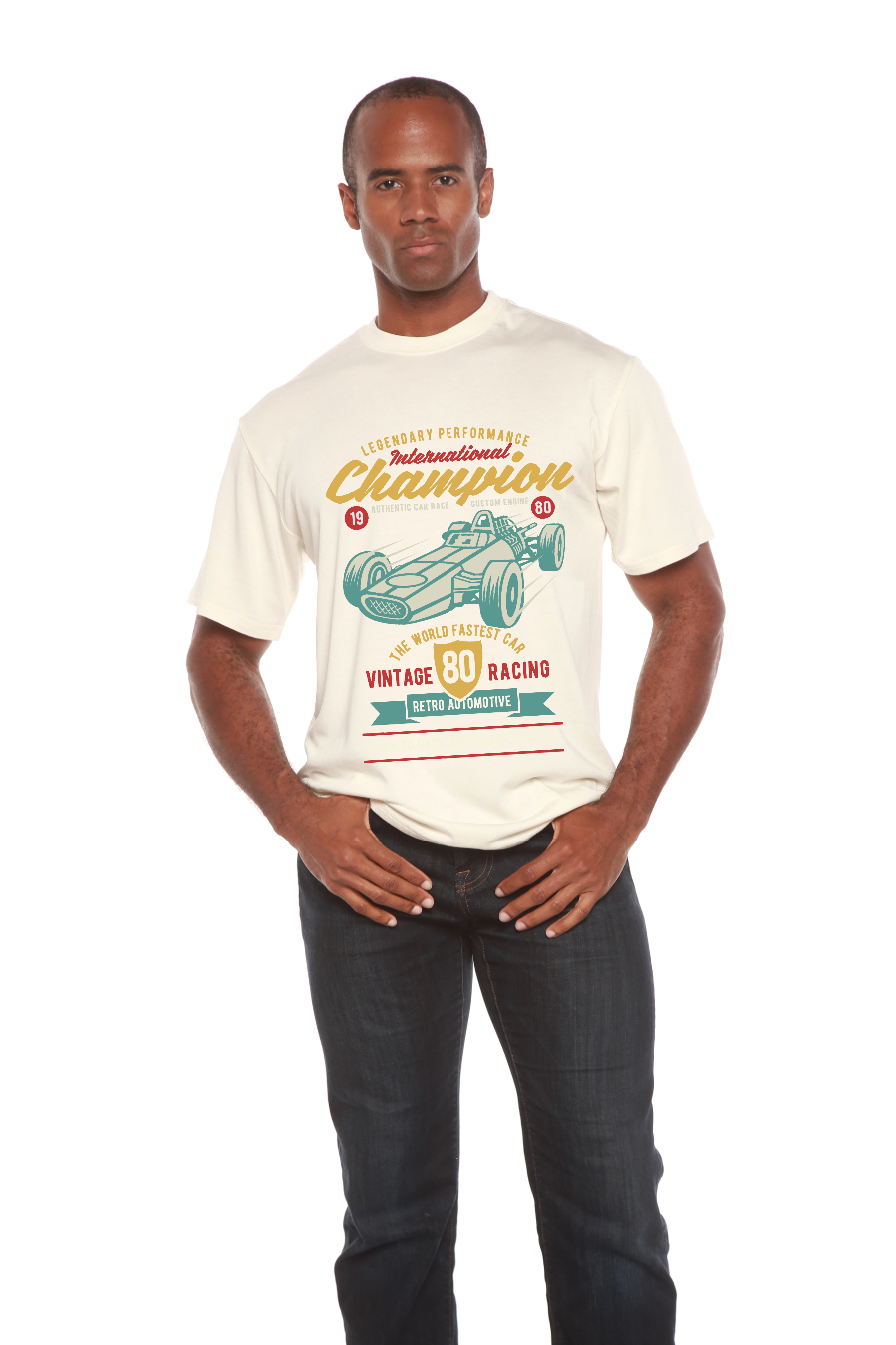 T-shirt graphique International Champion à manches courtes en viscose de bambou/coton biologique pour homme