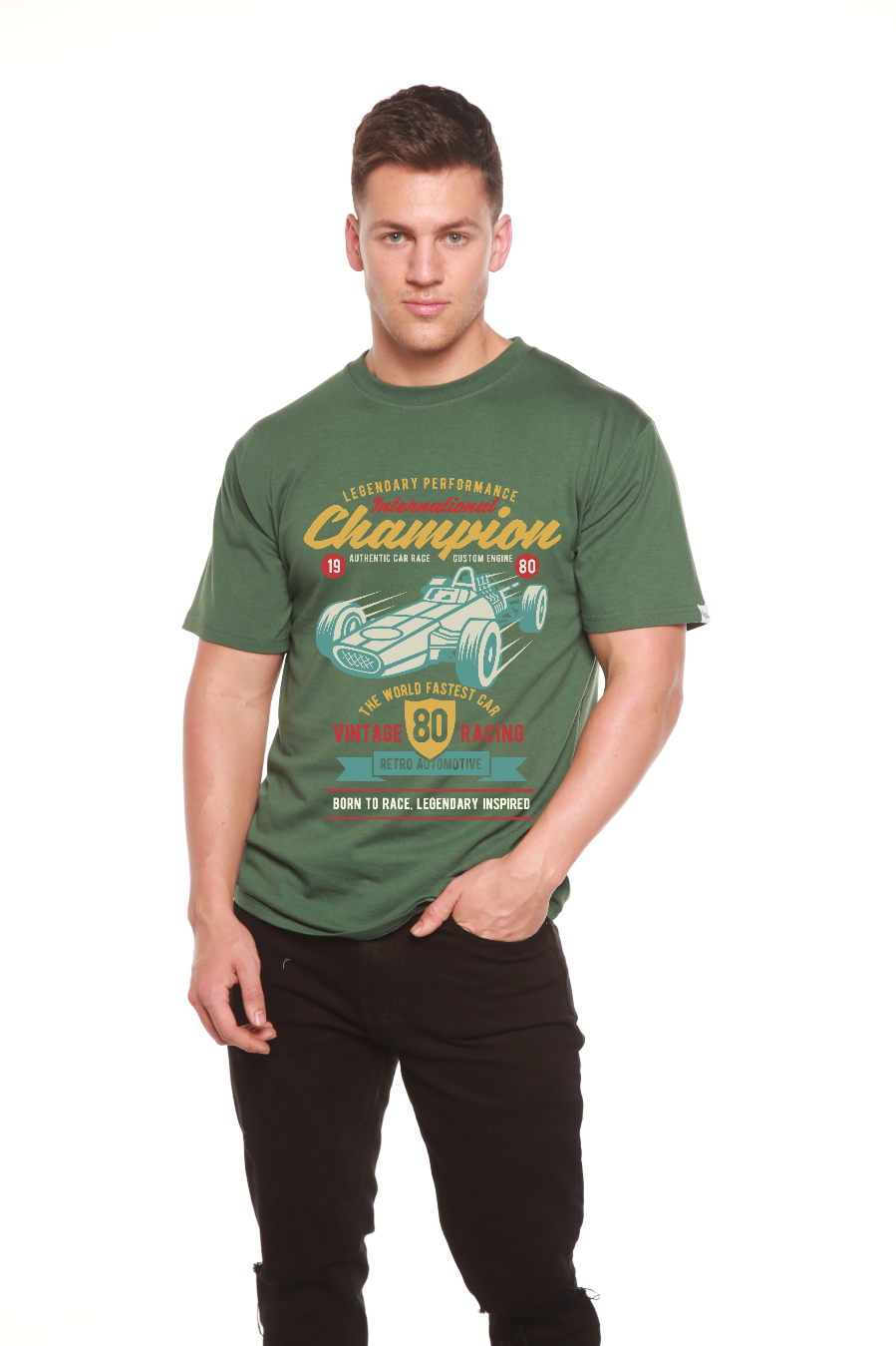 T-shirt graphique International Champion à manches courtes en viscose de bambou/coton biologique pour homme