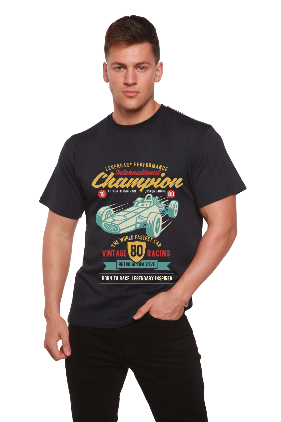T-shirt graphique International Champion à manches courtes en viscose de bambou/coton biologique pour homme