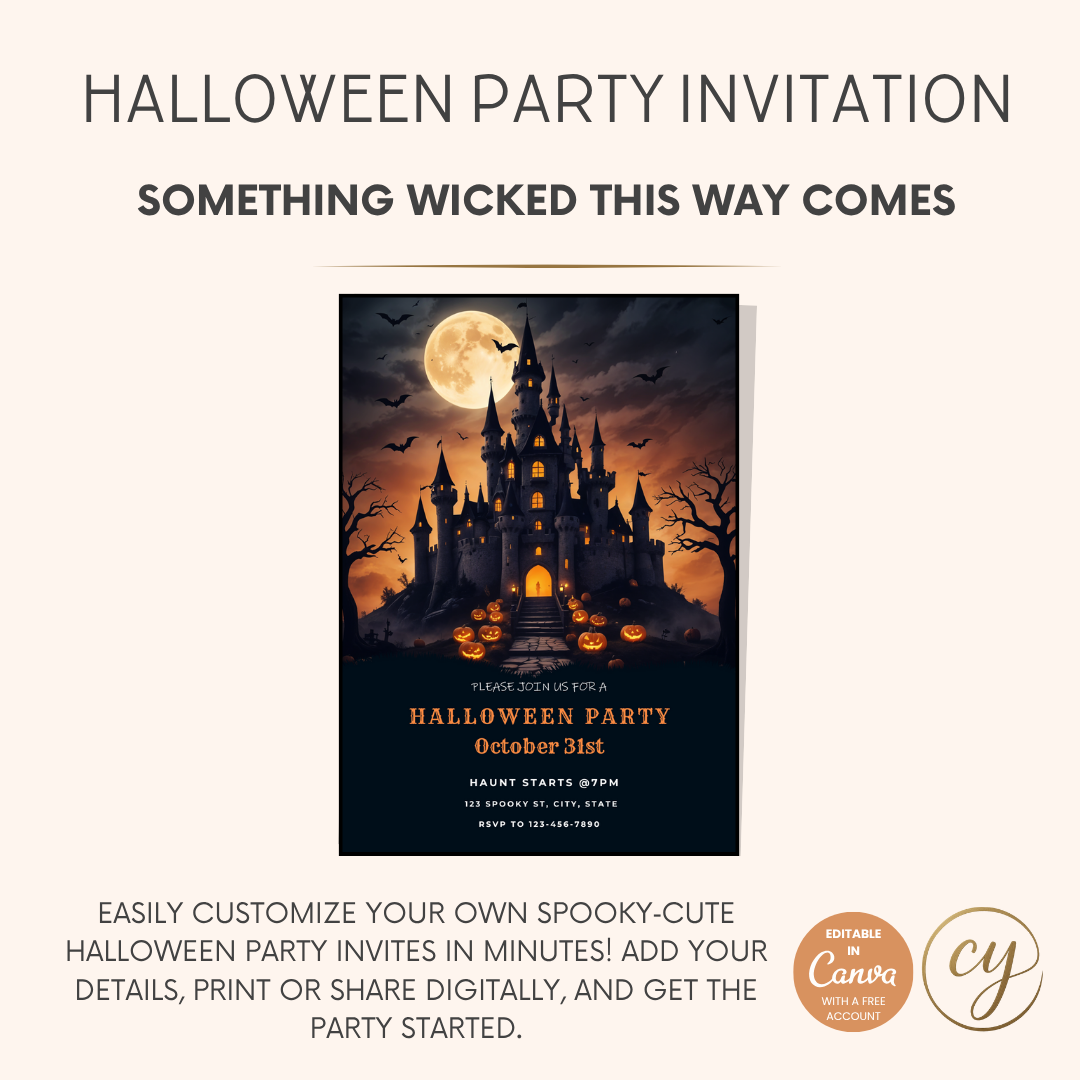 Invitation Fête d'Halloween – Modèle Canva modifiable