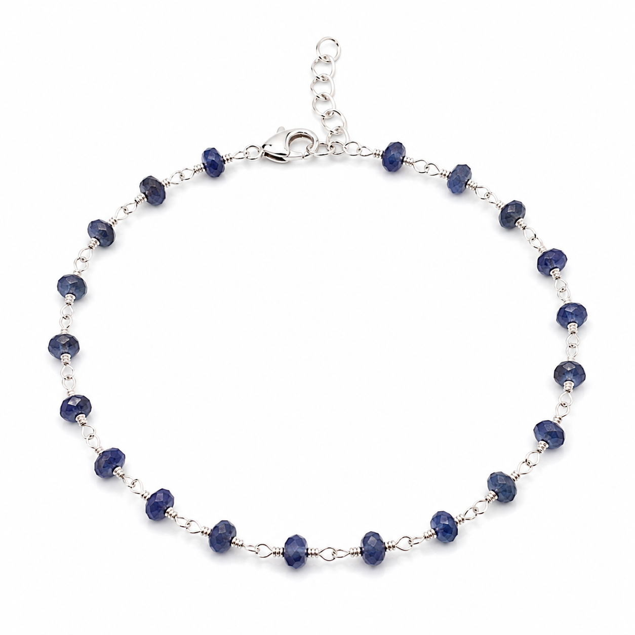 Bracelet en argent sterling et iolite enroulée de fil