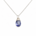 Dainty Iolite Briolette Sterling Silver Necklace