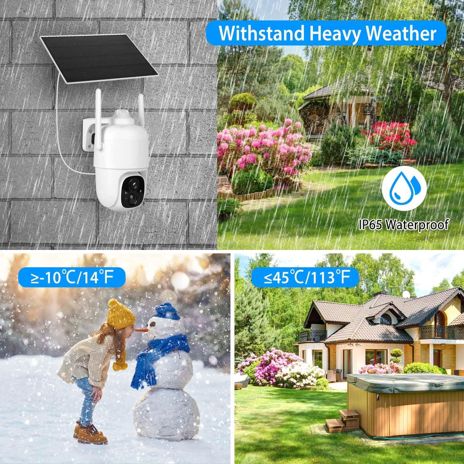 Caméra de sécurité solaire sans fil IP65