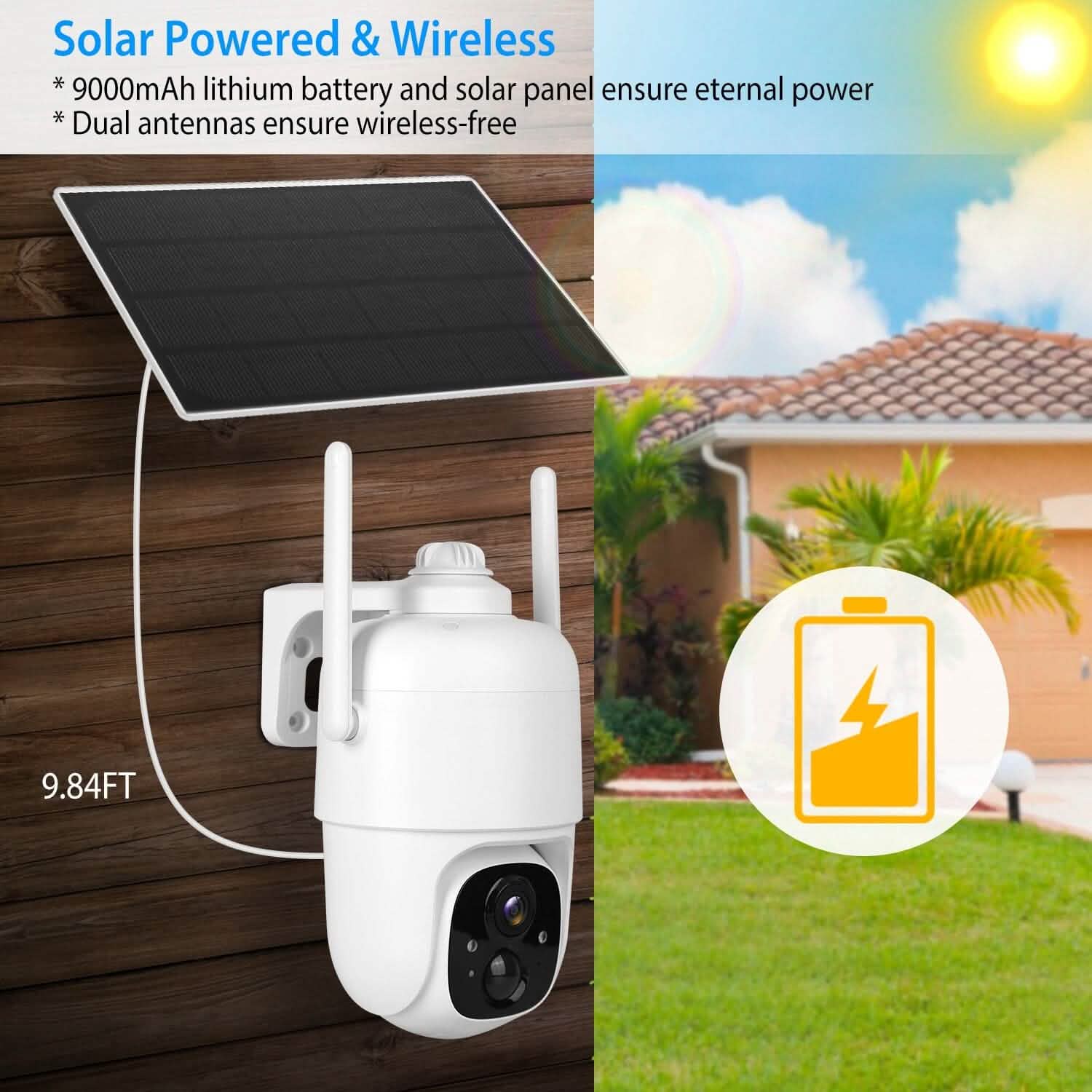 Caméra de sécurité solaire sans fil IP65