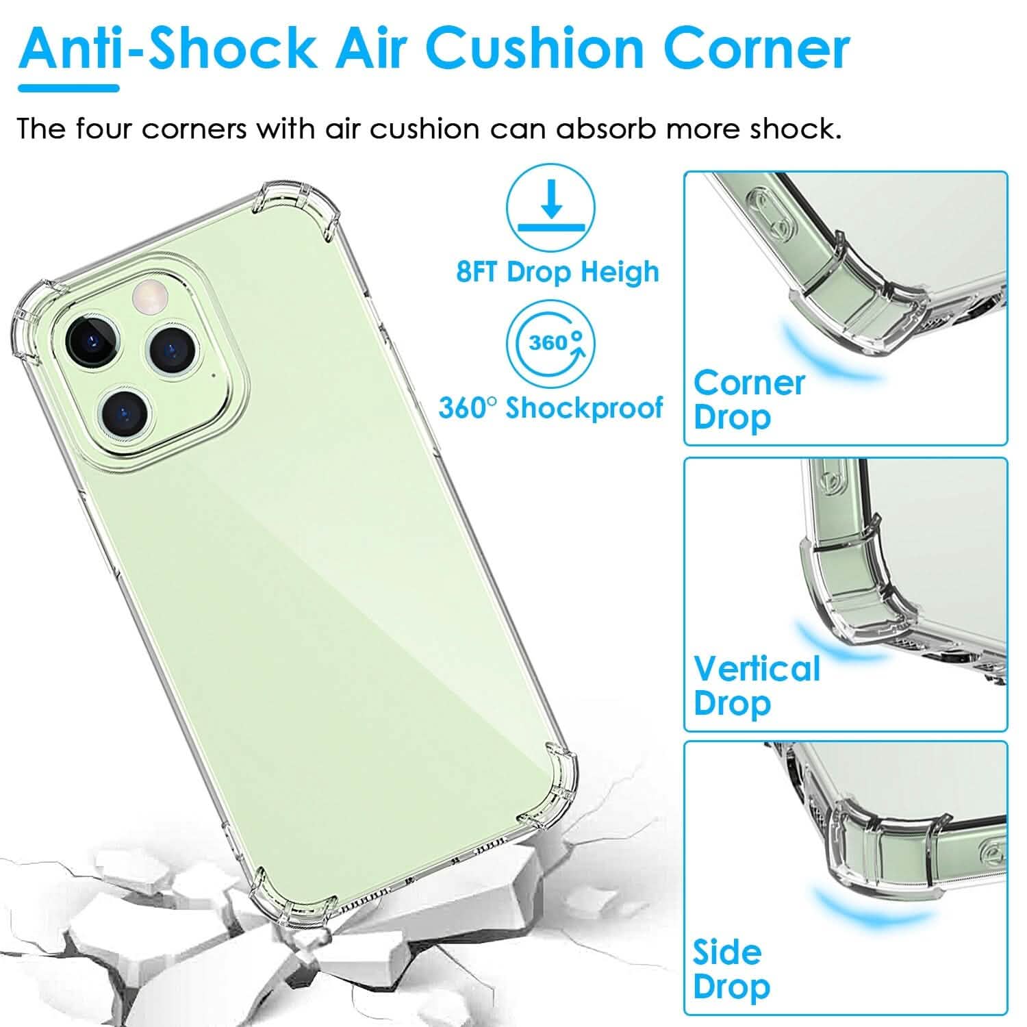 Coque de téléphone transparente antichoc en TPU souple pour iPhone