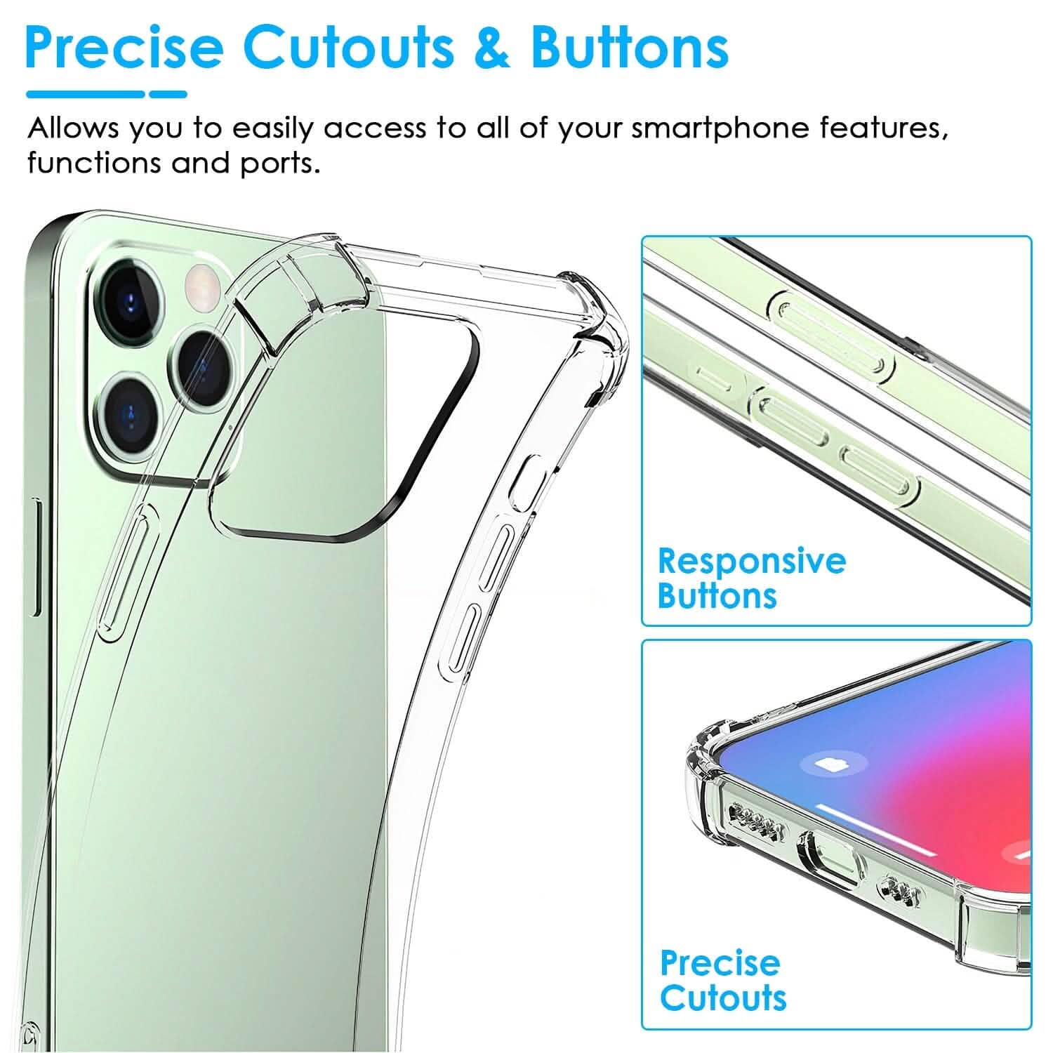Coque de téléphone transparente antichoc en TPU souple pour iPhone