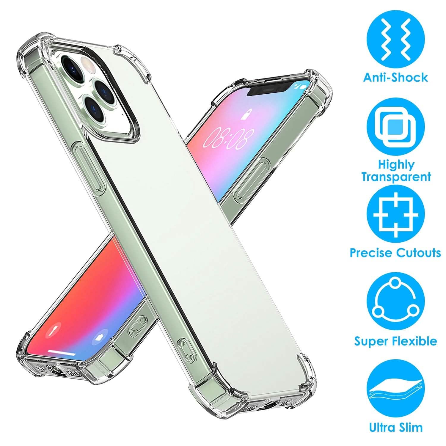Coque de téléphone transparente antichoc en TPU souple pour iPhone