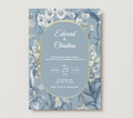Elegant Blue Iris Wedding Invitation – Canva Editable Template