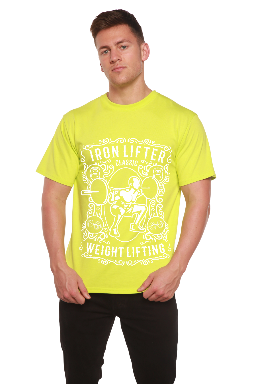 T-shirt graphique Iron Lifter à manches courtes pour homme en viscose de bambou/coton biologique
