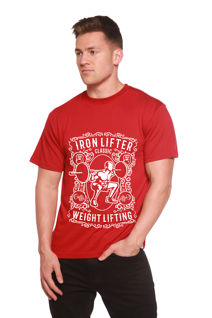 T-shirt graphique Iron Lifter à manches courtes pour homme en viscose de bambou/coton biologique