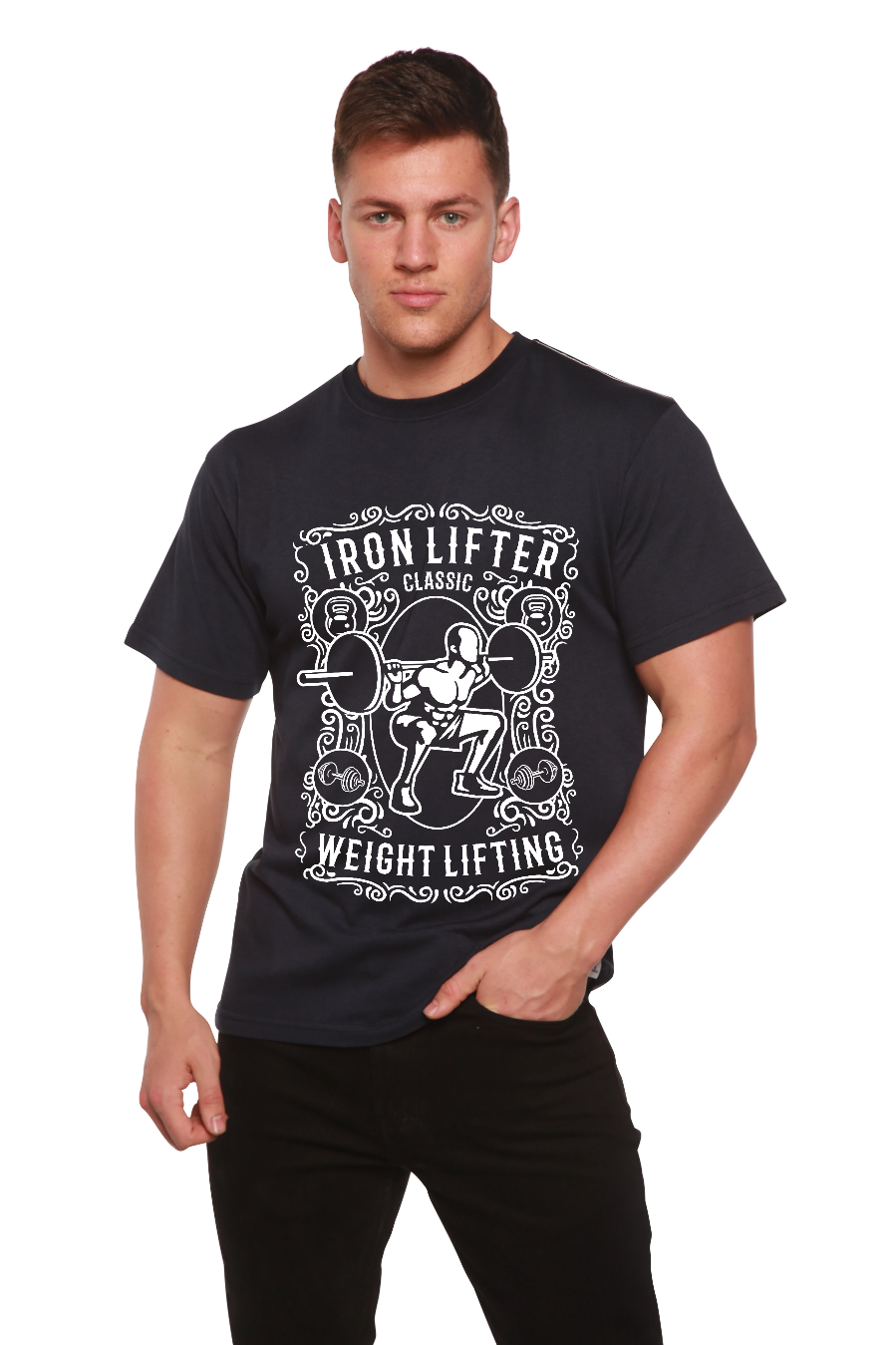 T-shirt graphique Iron Lifter à manches courtes pour homme en viscose de bambou/coton biologique