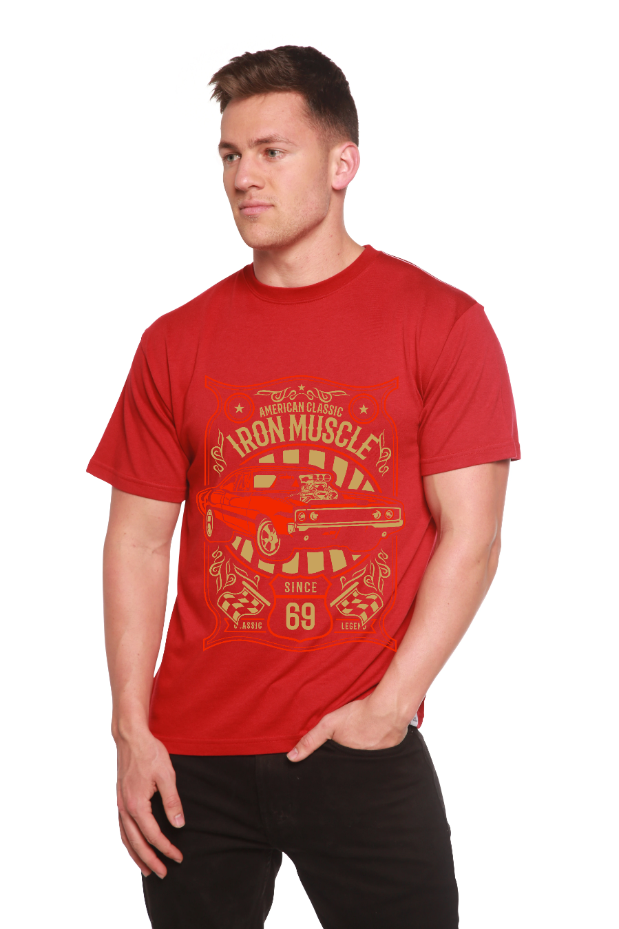 T-shirt graphique à manches courtes pour homme Iron Muscle en viscose de bambou et coton biologique