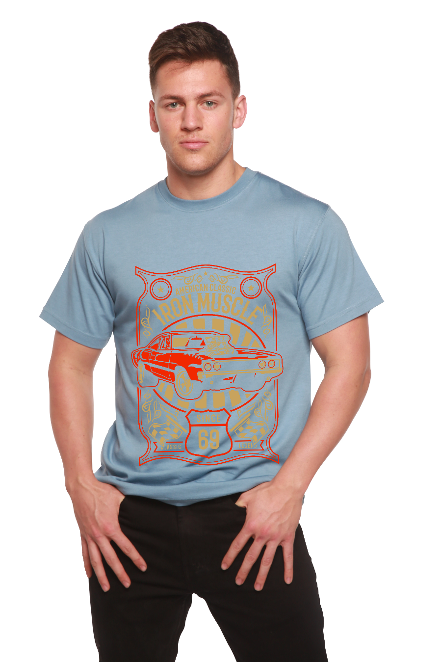 T-shirt graphique à manches courtes pour homme Iron Muscle en viscose de bambou et coton biologique