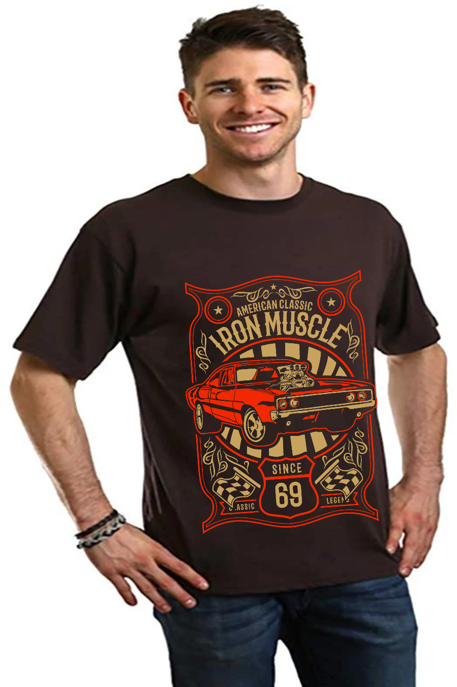 T-shirt graphique à manches courtes pour homme Iron Muscle en viscose de bambou et coton biologique