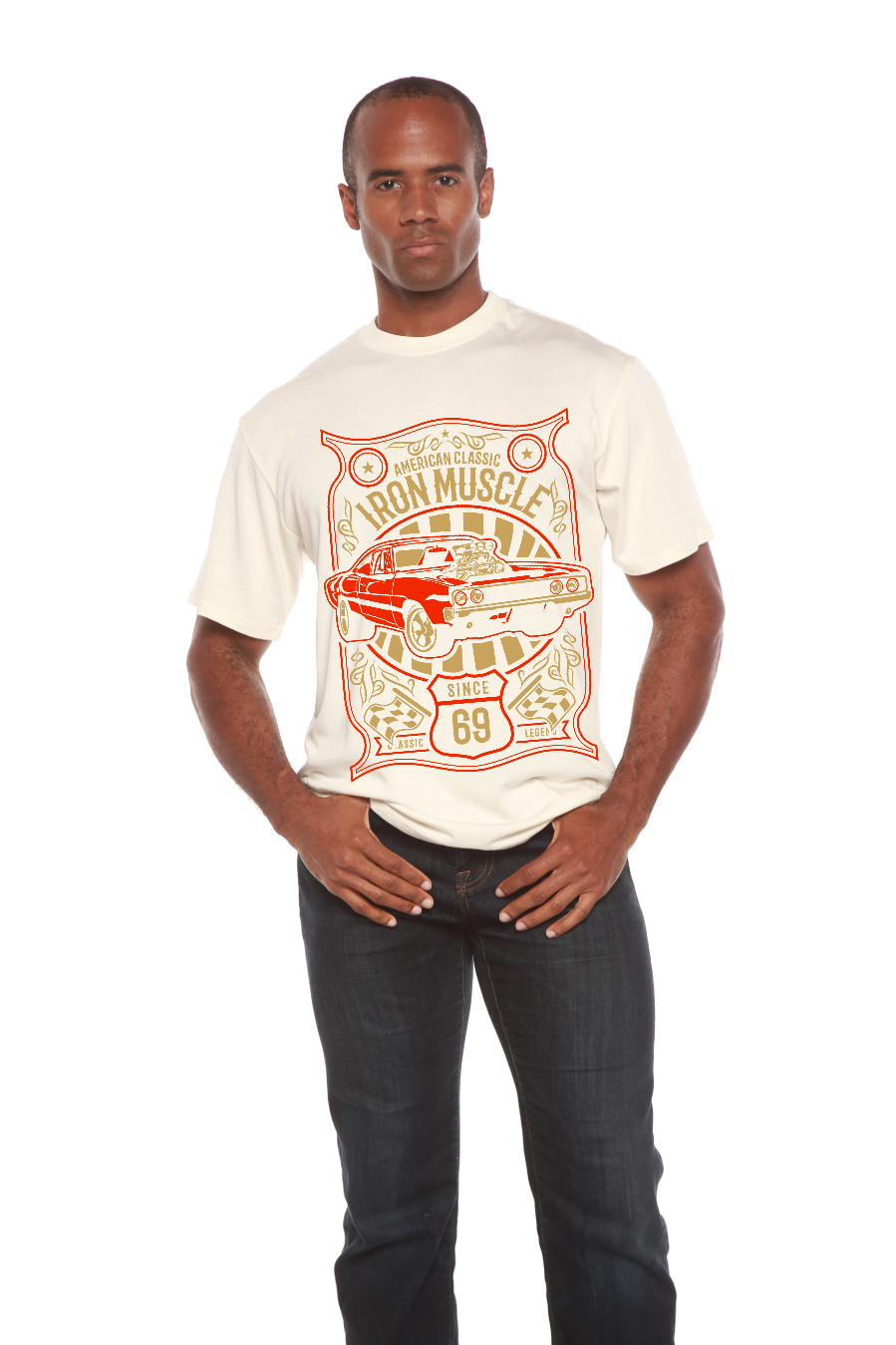T-shirt graphique à manches courtes pour homme Iron Muscle en viscose de bambou et coton biologique