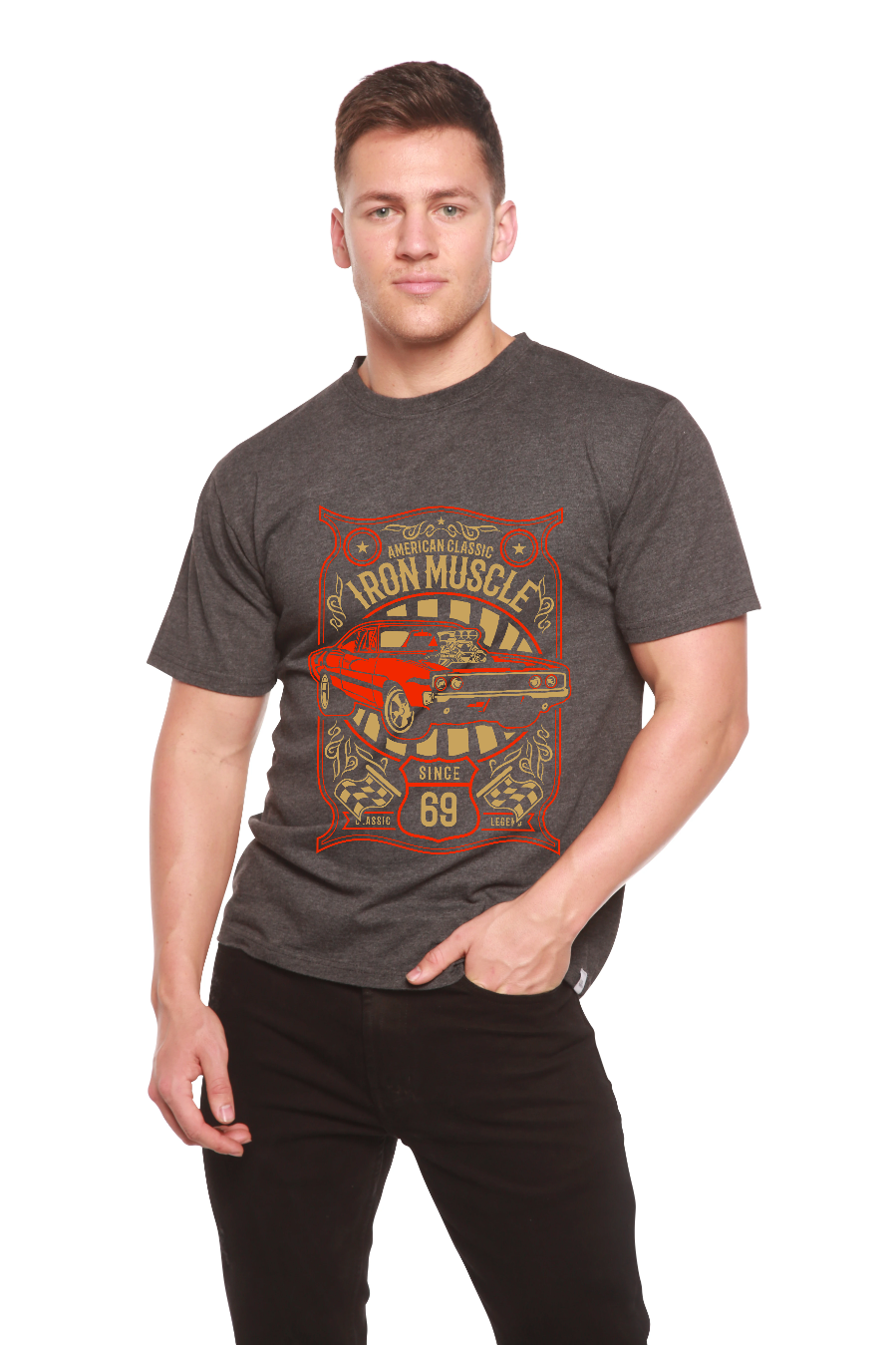 T-shirt graphique à manches courtes pour homme Iron Muscle en viscose de bambou et coton biologique