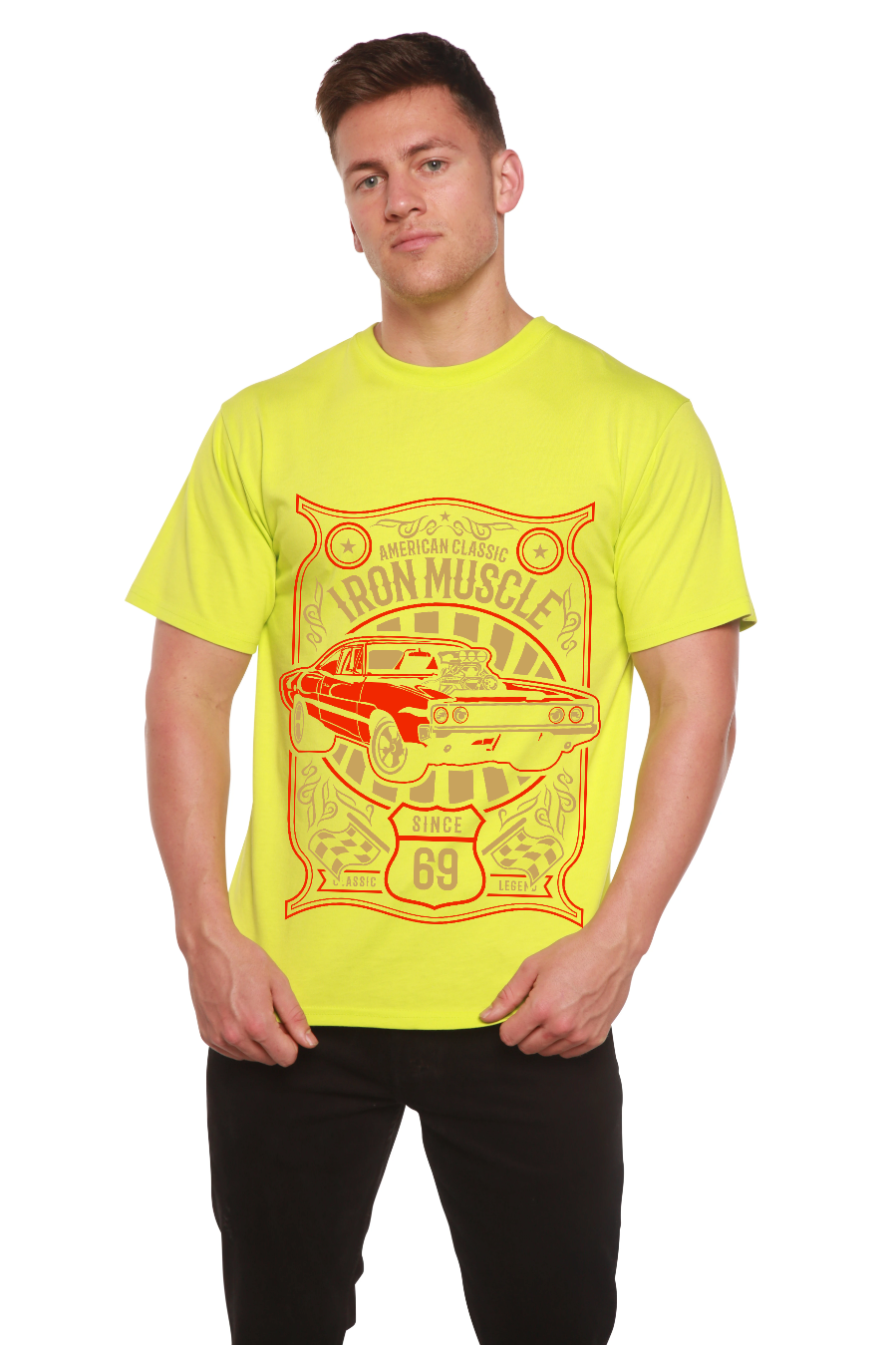 T-shirt graphique à manches courtes pour homme Iron Muscle en viscose de bambou et coton biologique