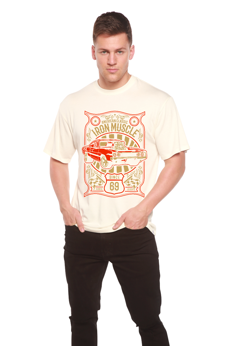 T-shirt graphique à manches courtes pour homme Iron Muscle en viscose de bambou et coton biologique