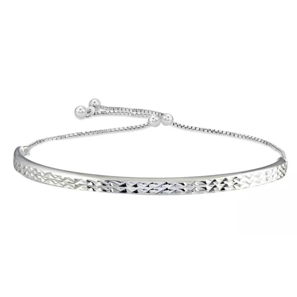Bracelet jonc ajustable en argent sterling massif italien