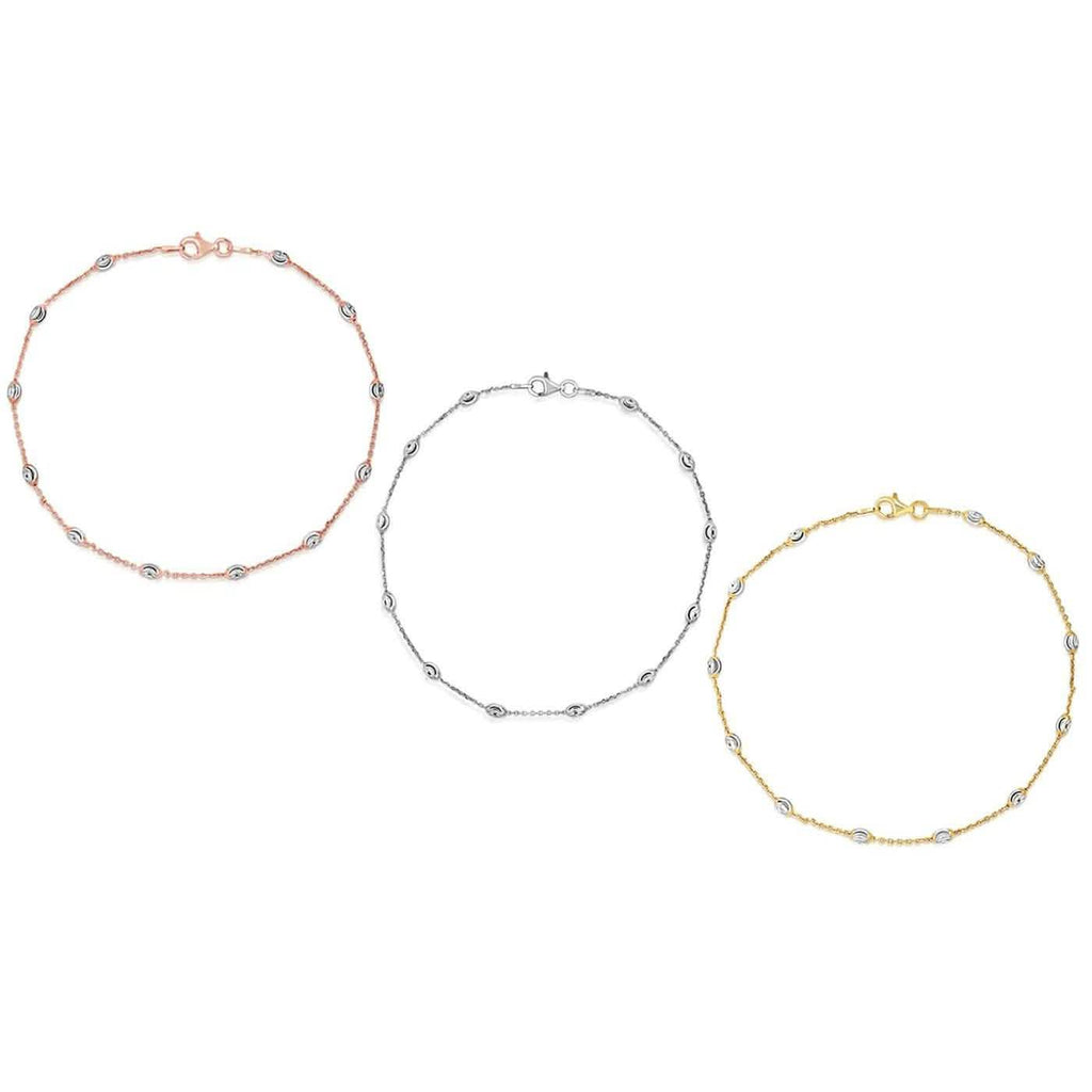 Chaînes de cheville en argent sterling 925 italien de 25 cm