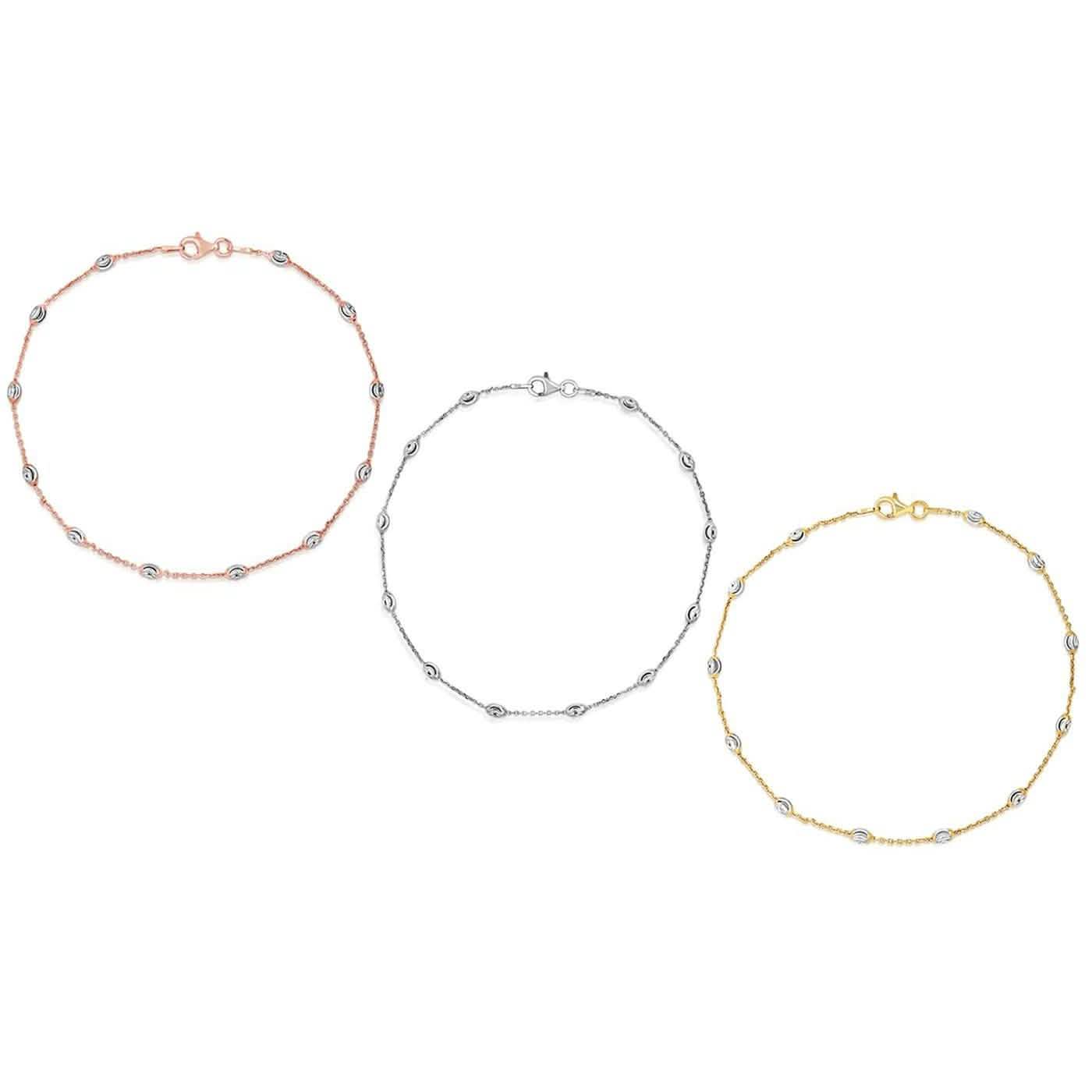 Chaînes de cheville en argent sterling 925 italien de 25 cm
