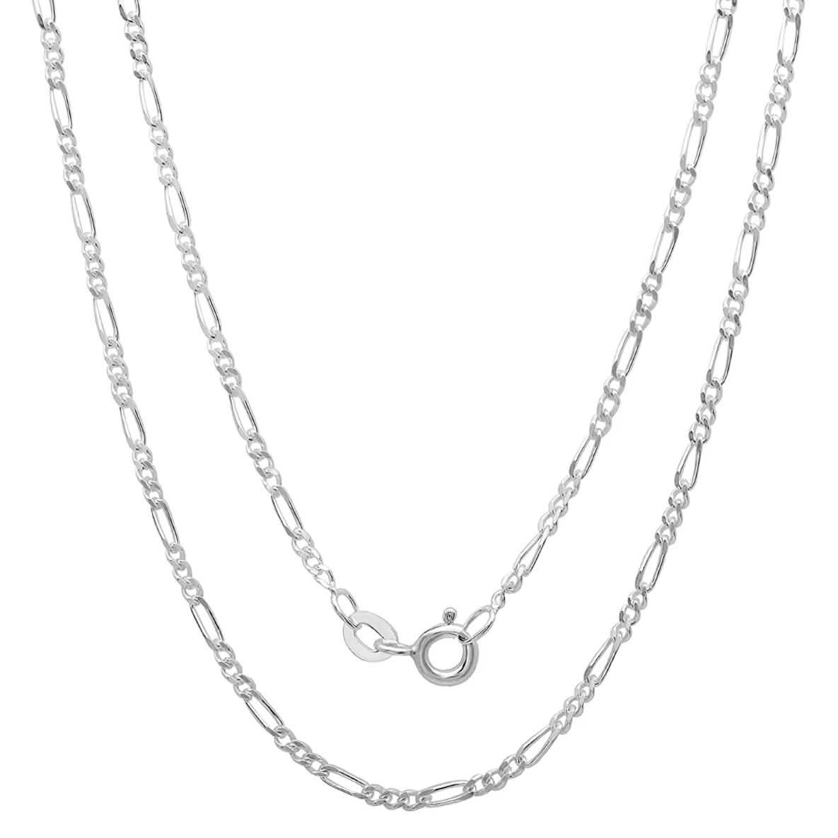 Chaîne Figaro unisexe en argent sterling italien