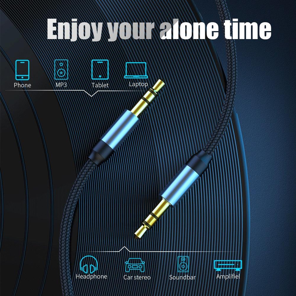Câble audio Jack mâle-mâle Câble auxiliaire audio pour voiture Casque Stéréo Hi-Fi Cordon AUX blindé Compatible avec téléphones Tablettes Fil de haut-parleur Ligne Câble auxiliaire Haut-parleur 3,5 mm