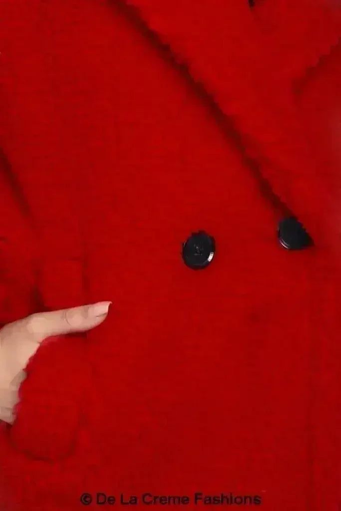 Manteau long Jackie style Teddy en imitation peau de mouton, coupe droite à double boutonnage