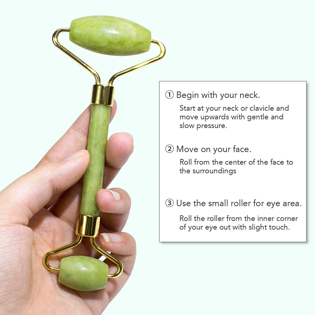 Coffret Jade Roller et Gua Sha Outils de Beauté pour le Visage Masseur Visage et Peau