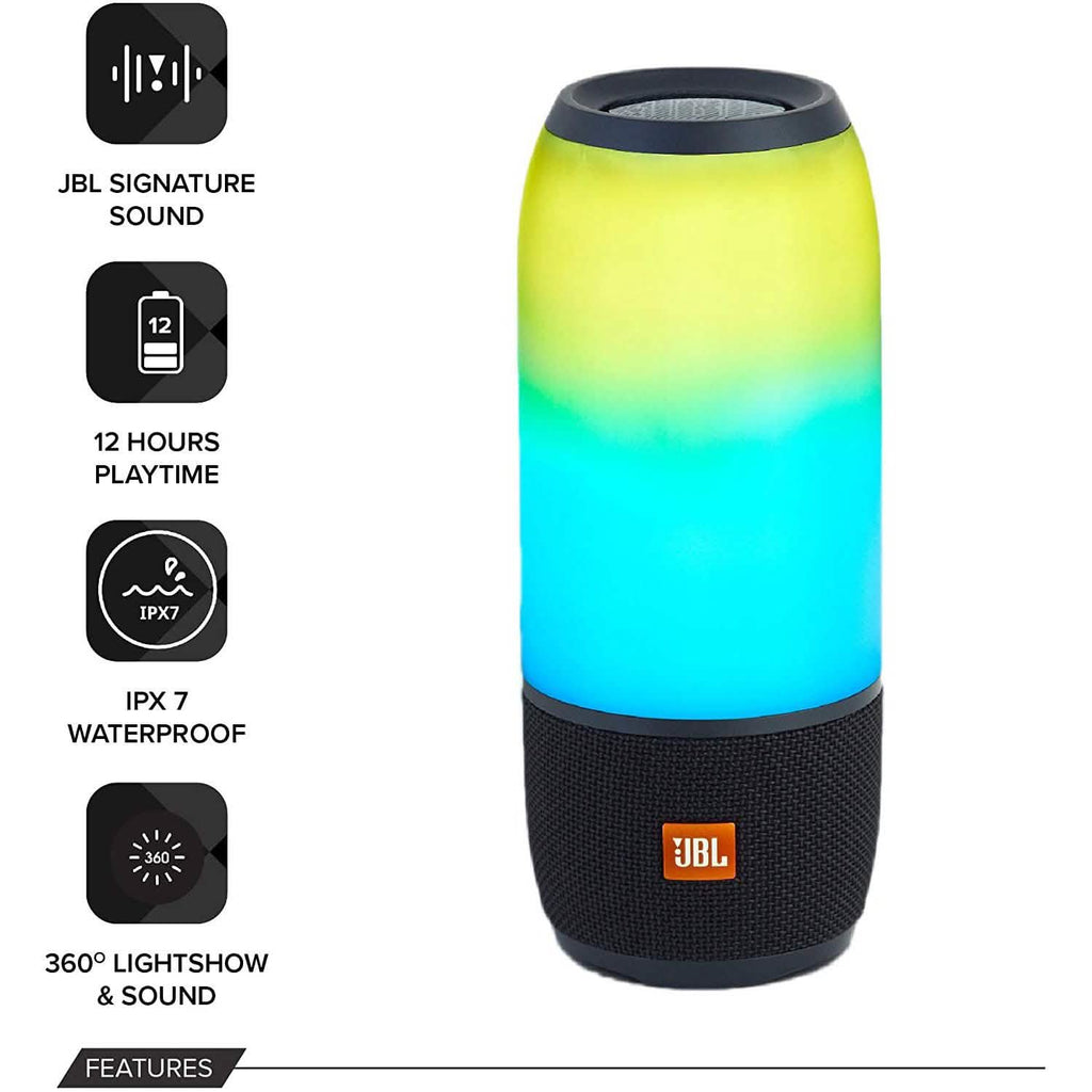 Enceinte Bluetooth sans fil étanche IPX7 JBL Pulse 3 noire