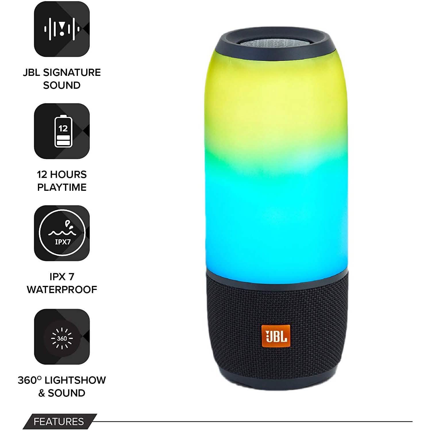 Enceinte Bluetooth sans fil étanche IPX7 JBL Pulse 3 noire