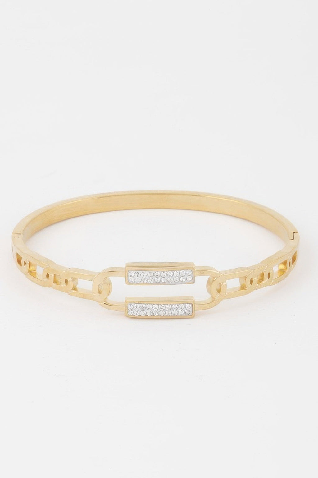 Bracelet à fermoir et chaîne gourmette sertie de pierres