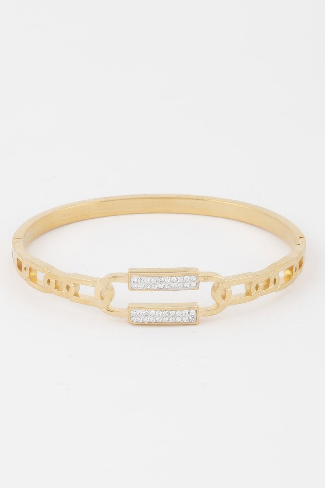Bracelet à fermoir et chaîne gourmette sertie de pierres