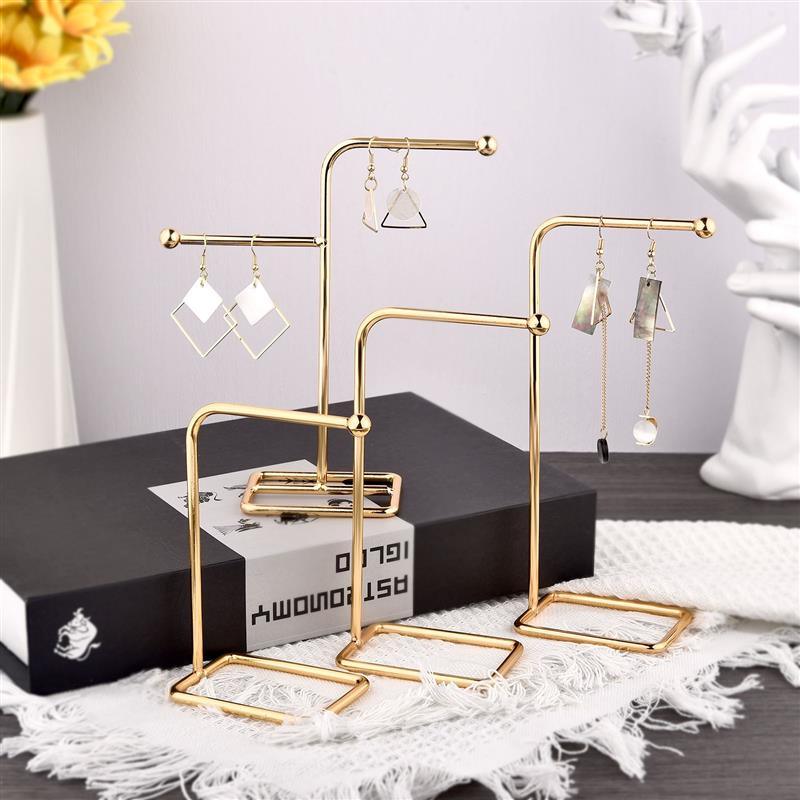 Présentoir à bijoux Porte-boucles d'oreilles en métal Rangement pour bijoux Organisateur de bijoux Porte-boucles d'oreilles Colliers Pendentifs Organisateur Présentoir à bijoux Présentoir à colliers Support en métal plaqué Organisateur de bijoux de table