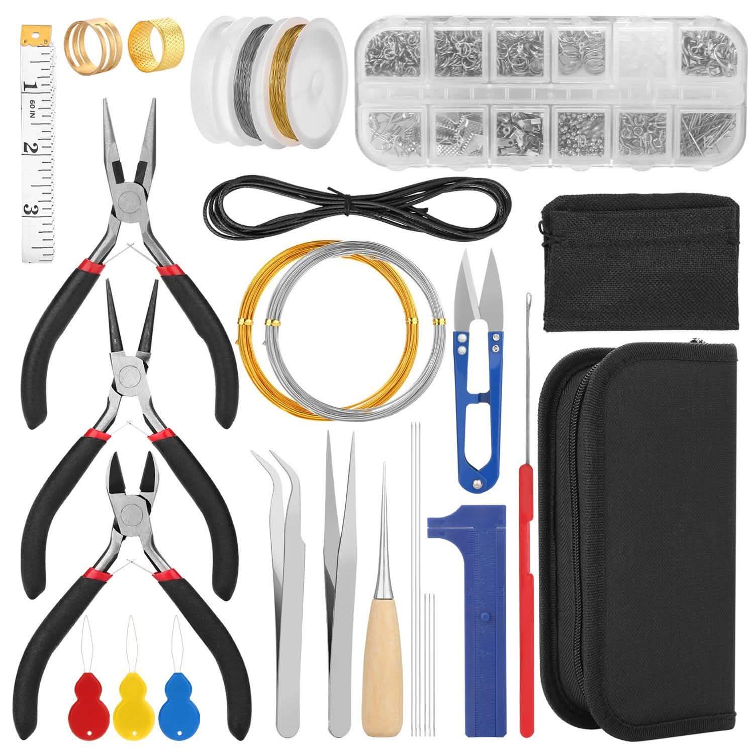 Kit de Matériel de Fabrication de Bijoux Pinces Fermoirs Rubans Tiges à Œillets Crochets de Boucles d'Oreilles pour Bricolage