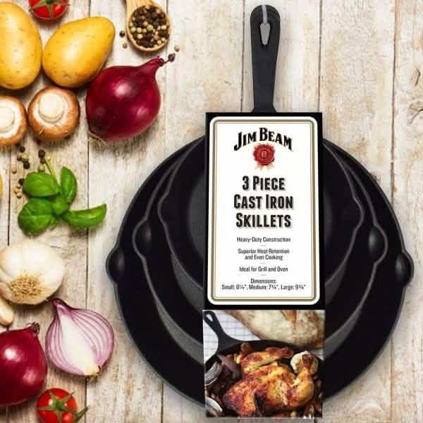 Poêles en fonte Jim Beam, lot de 3