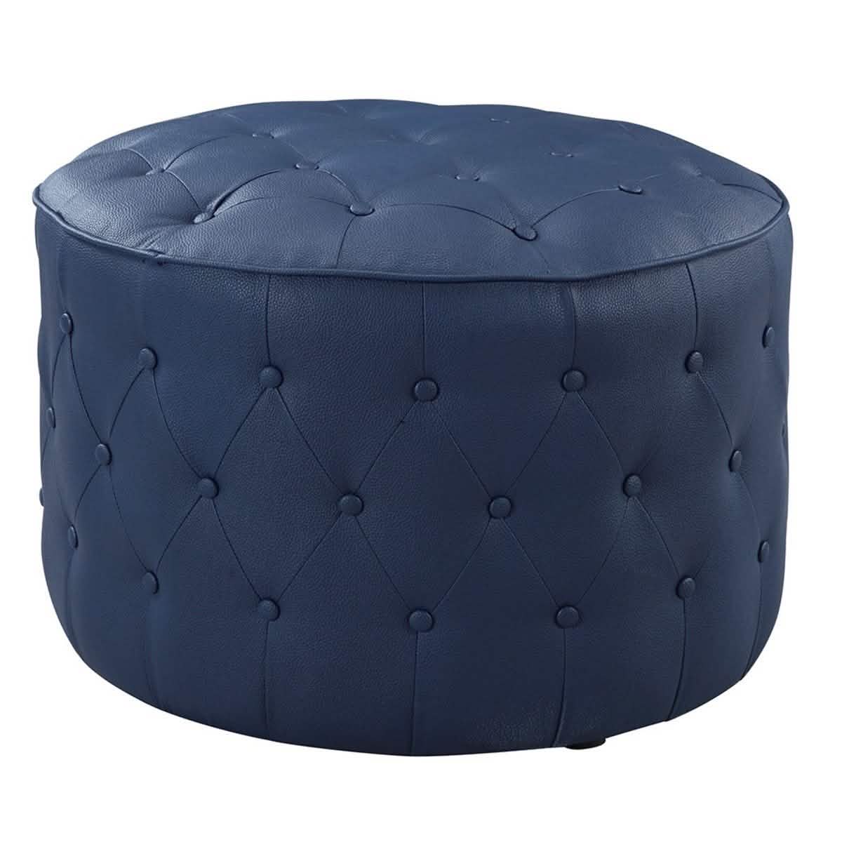 Jimmy Ottoman Pouf rond rembourré en cuir PU capitonné