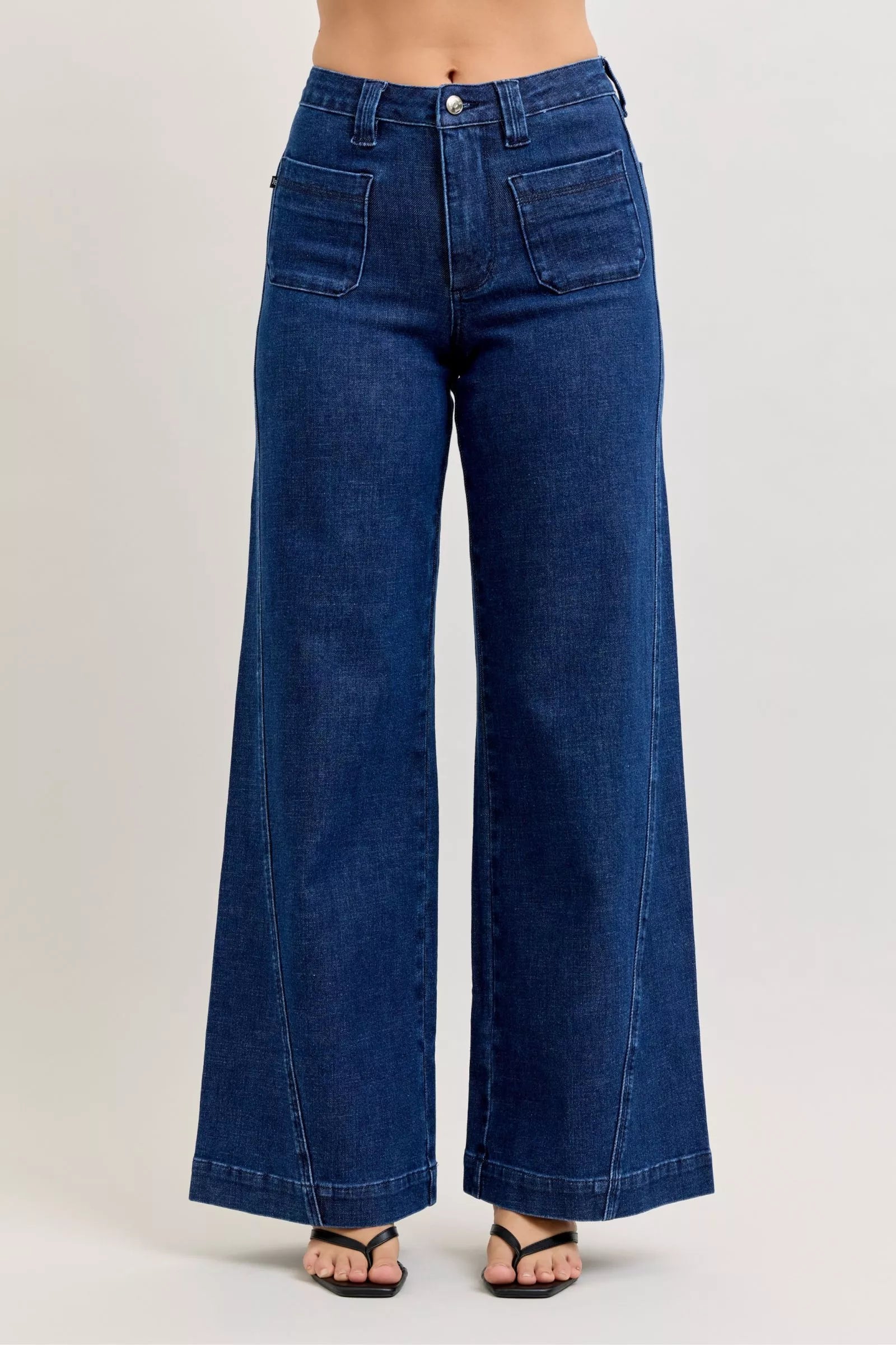 Jeans larges rétro taille haute Judy Blue avec poches plaquées et coutures torsadées