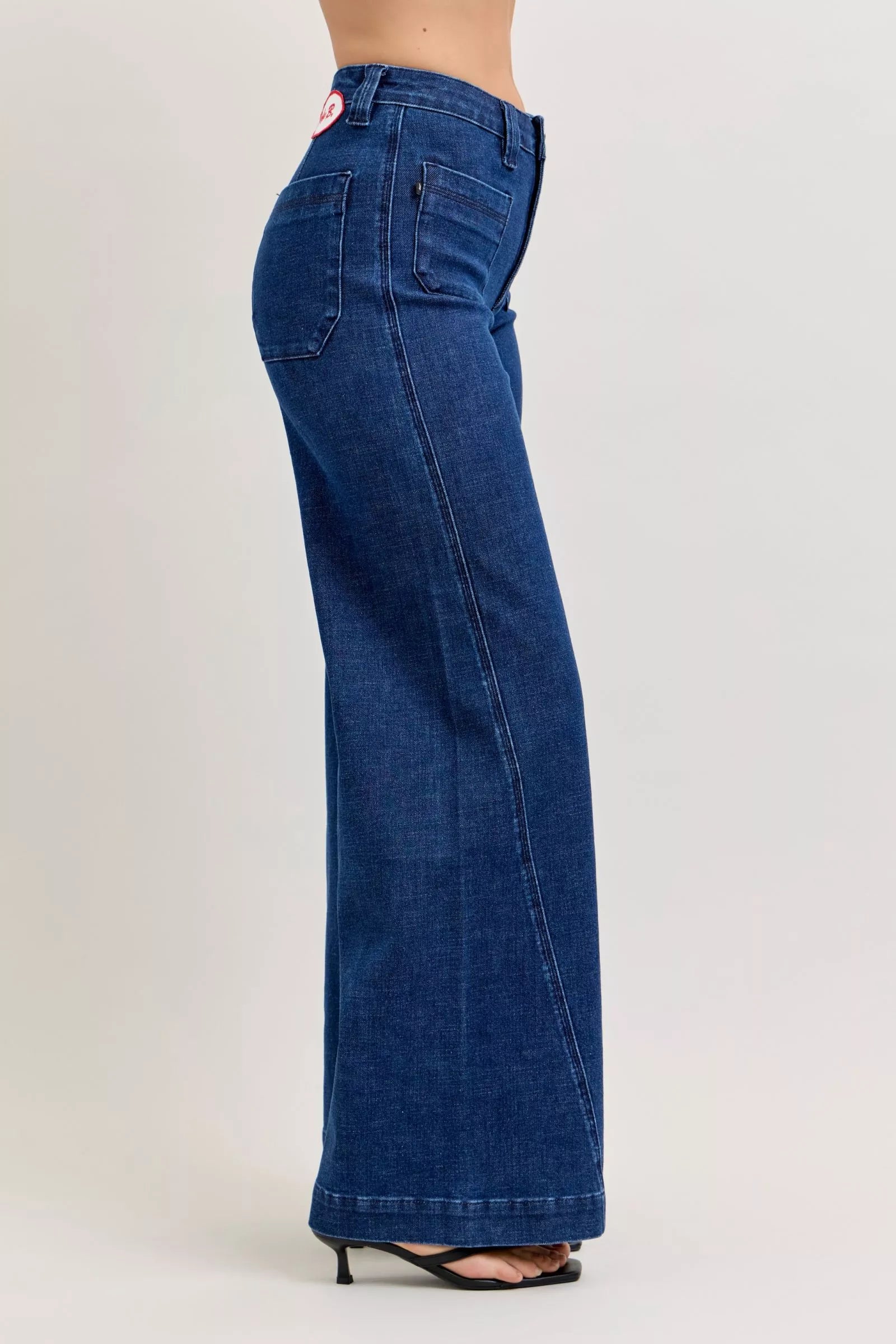 Jeans larges rétro taille haute Judy Blue avec poches plaquées et coutures torsadées